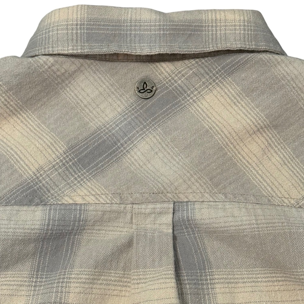 Prana Plaid Flannel Shirt Jacket Womens Size Medium Snap Button Organic Cotton - Picture 7 of 9
